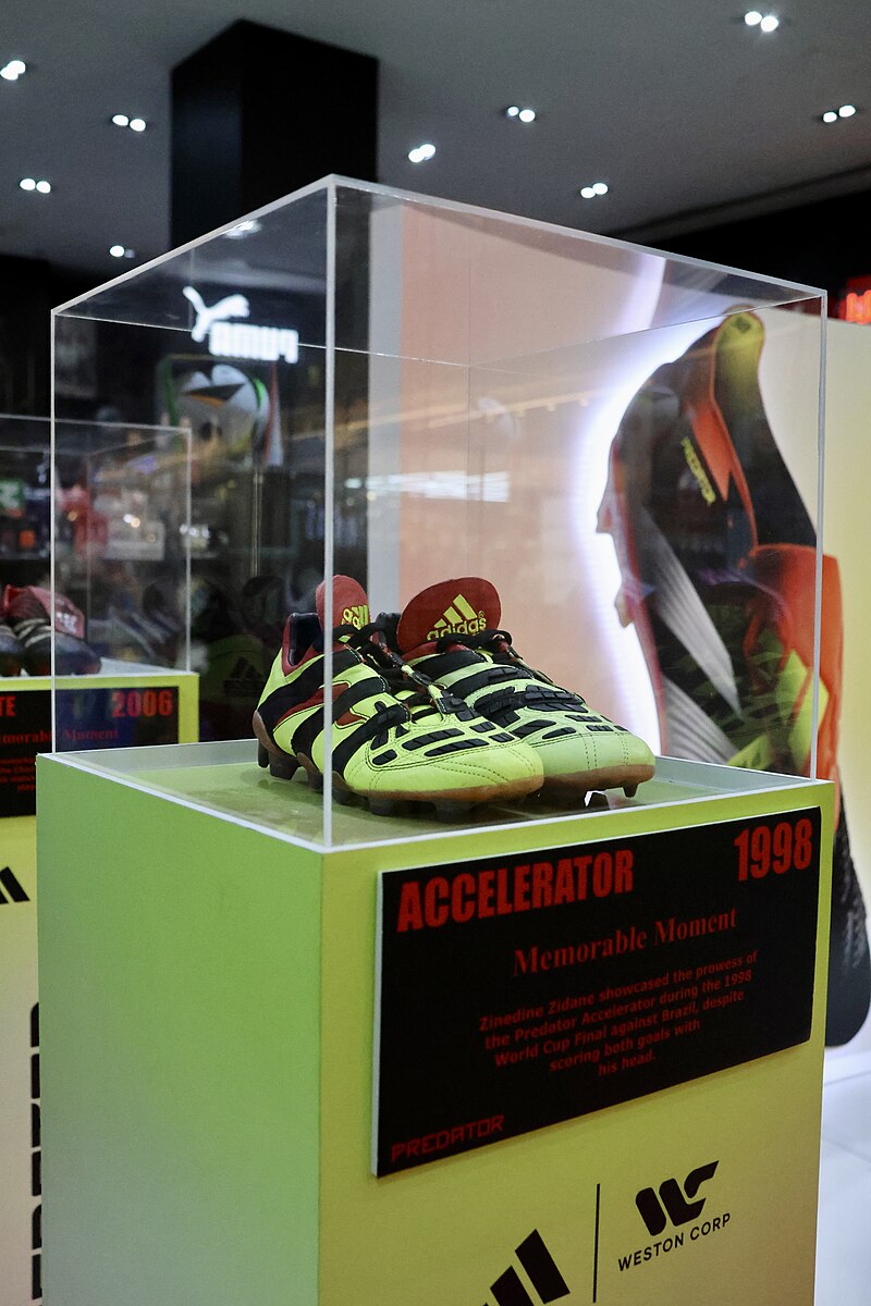 Adidas Predator Accelerator 'Electricity' (1998) — Zinedine Zidane's pair. Worn at the 1998 World Cup.